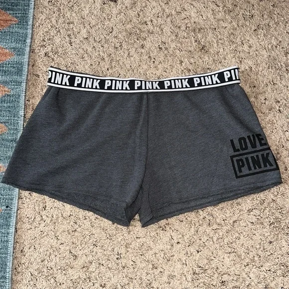 NWT Pink Victorias Secret Signature Band Soft Gray Shorts - Picture 2 of 6